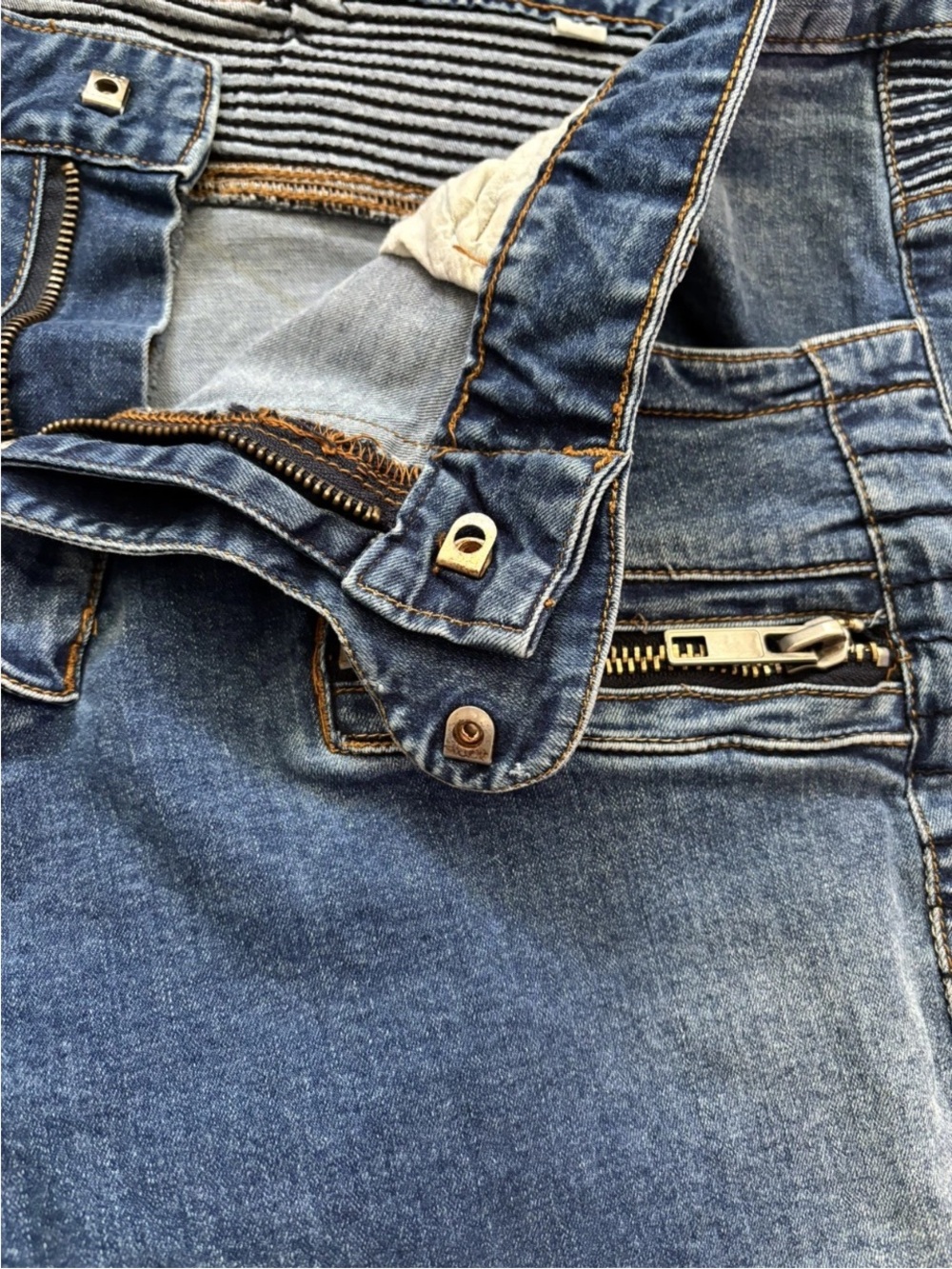 Balmain Paris Men’s 38 Distressed Biker Moto Jeans Zip Pockets - Picture 9 of 13